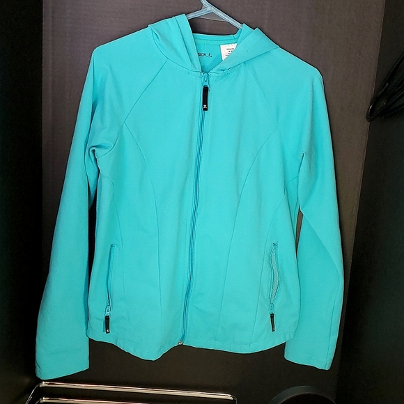 Danskin Aqua Fleece Zip Up with Hood and Vented Pockets - Size Small - Picture 2 of 13